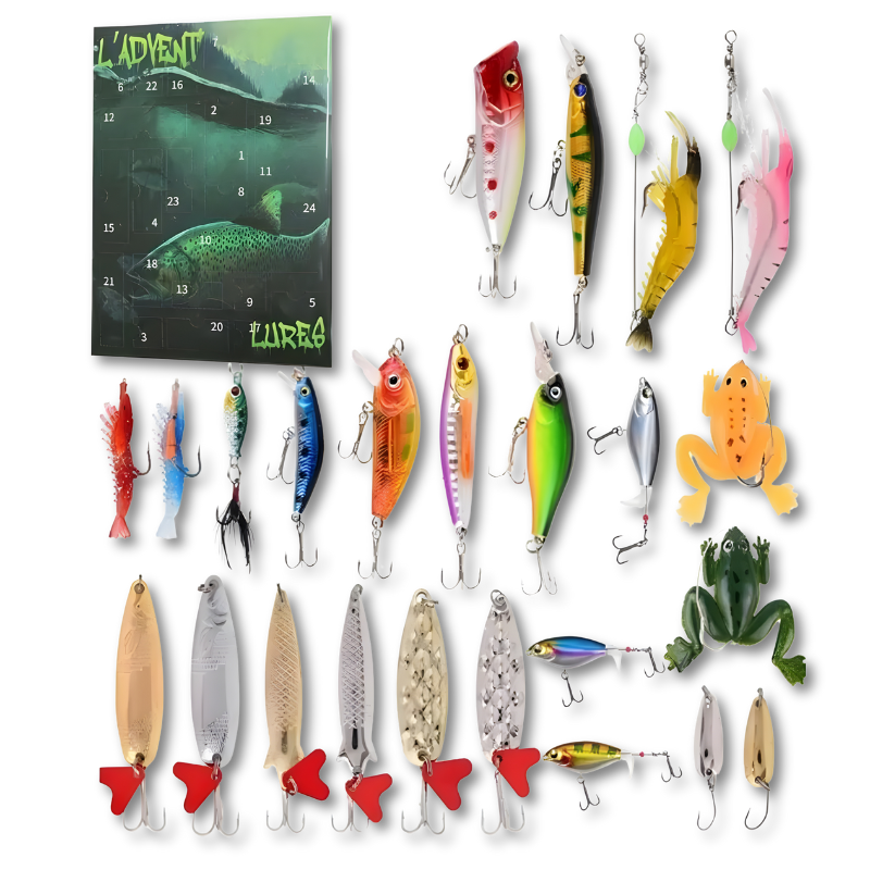 Koderia | Fishing Advent Calendar with 24 Metal and Plastic Lures