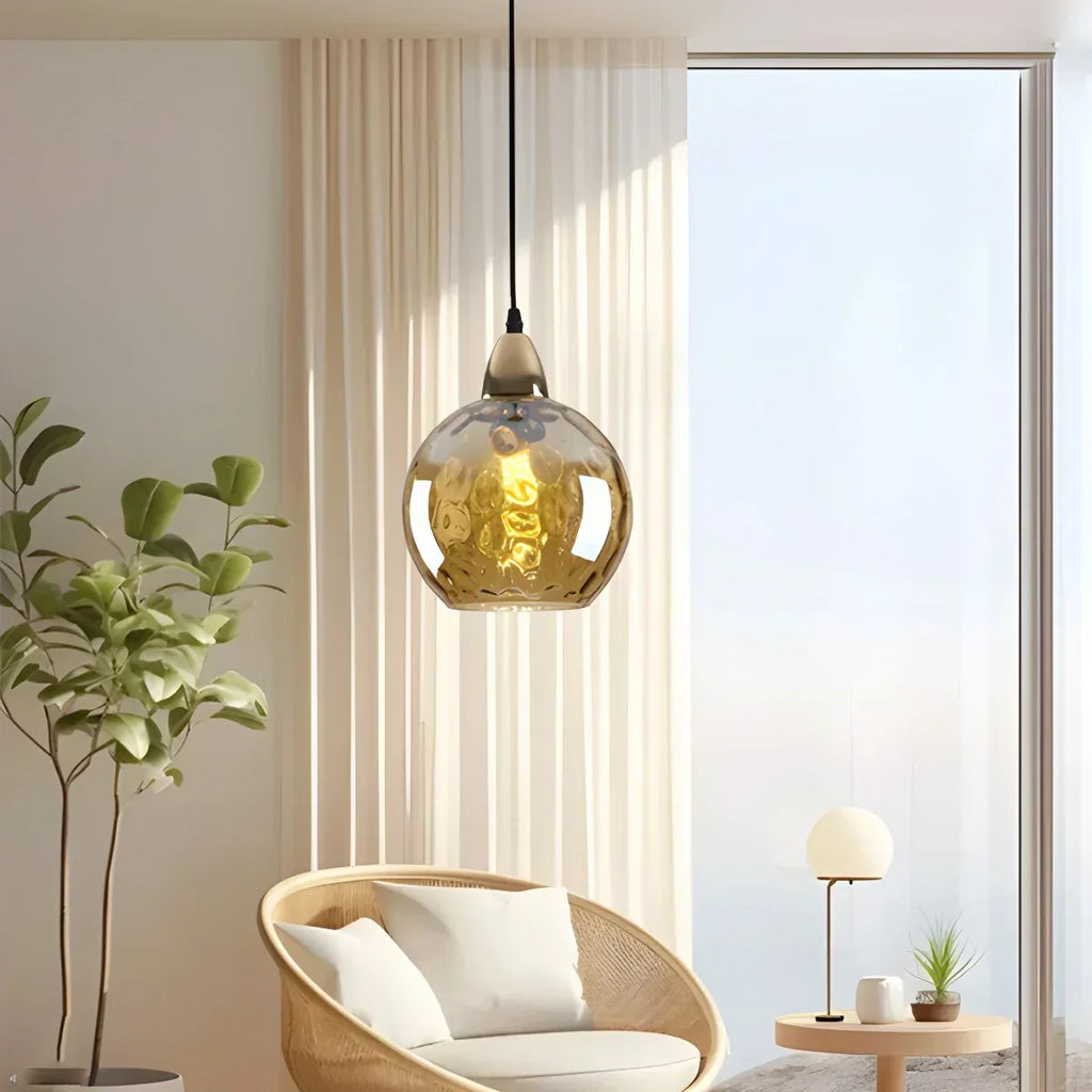 Smoked Glass Globe Pendant Light – Grey, E26, 20 cm, Mood Lighting for Dining Table, Living Room & Bedroom