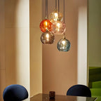 Smoked Glass Globe Pendant Light – Grey, E26, 20 cm, Mood Lighting for Dining Table, Living Room & Bedroom