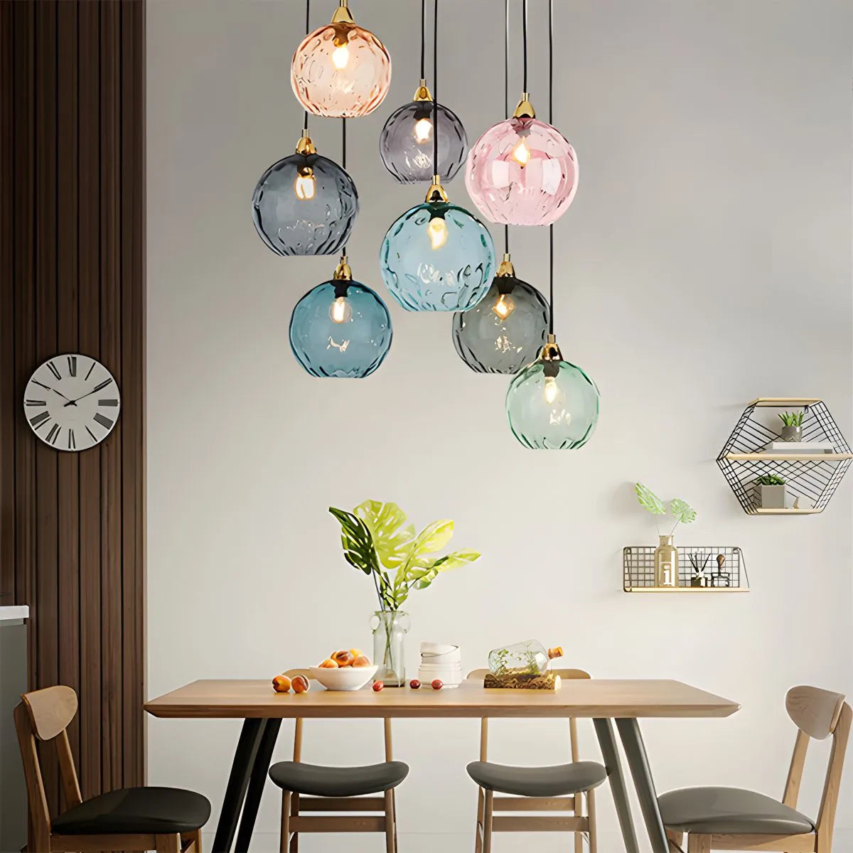 Smoked Glass Globe Pendant Light – Grey, E26, 20 cm, Mood Lighting for Dining Table, Living Room & Bedroom