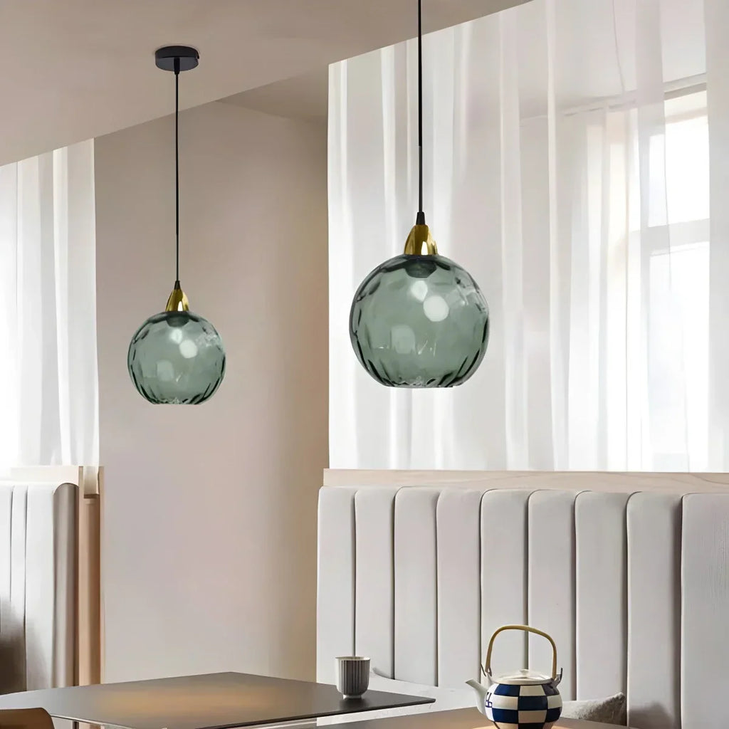 Smoked Glass Globe Pendant Light – Grey, E26, 20 cm, Mood Lighting for Dining Table, Living Room & Bedroom