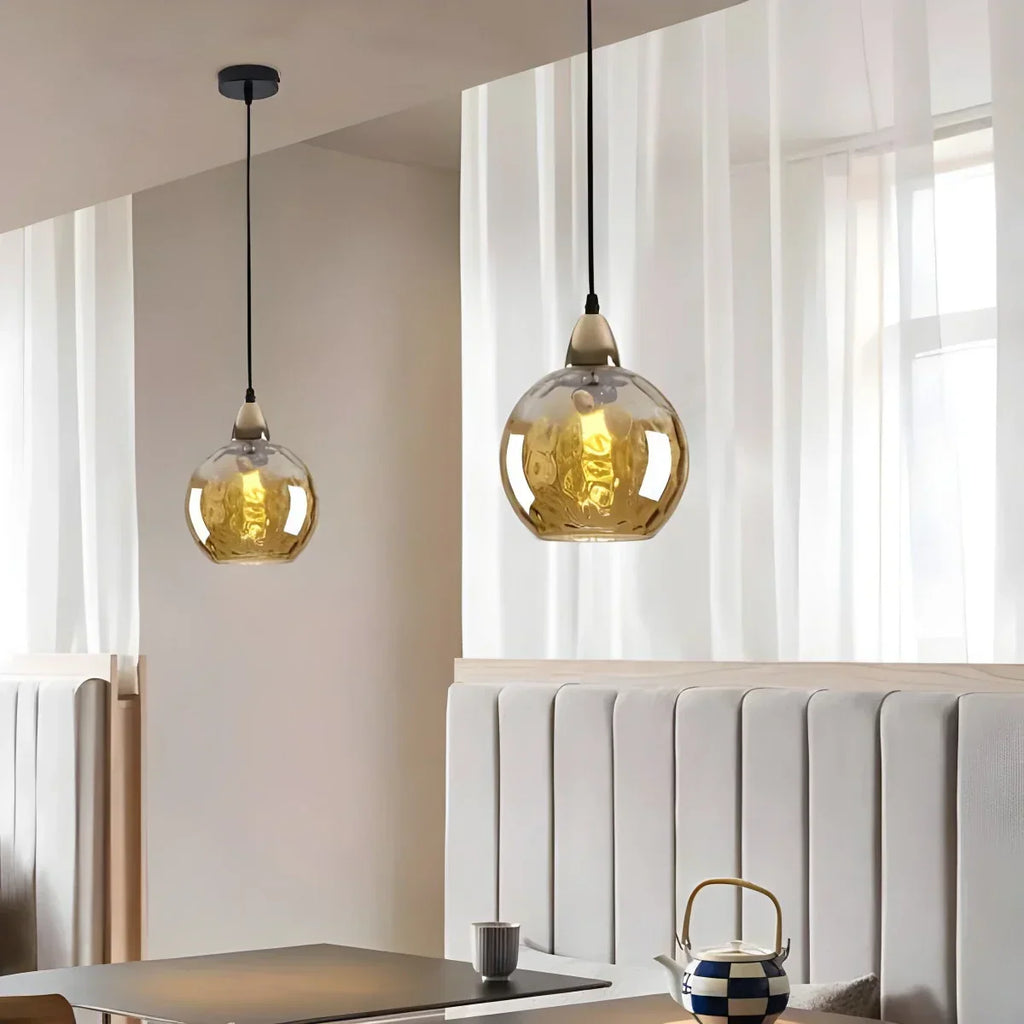 Smoked Glass Globe Pendant Light – Grey, E26, 20 cm, Mood Lighting for Dining Table, Living Room & Bedroom