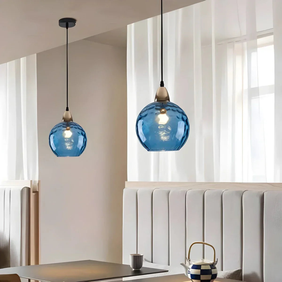 Smoked Glass Globe Pendant Light – Grey, E26, 20 cm, Mood Lighting for Dining Table, Living Room & Bedroom