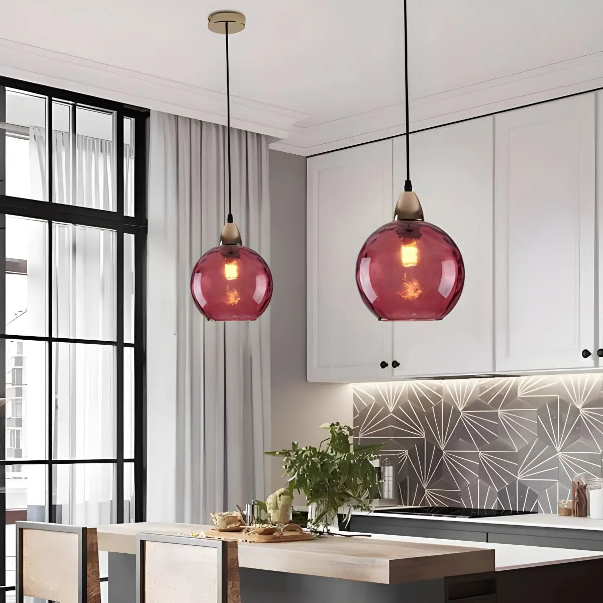 Smoked Glass Globe Pendant Light – Grey, E26, 20 cm, Mood Lighting for Dining Table, Living Room & Bedroom