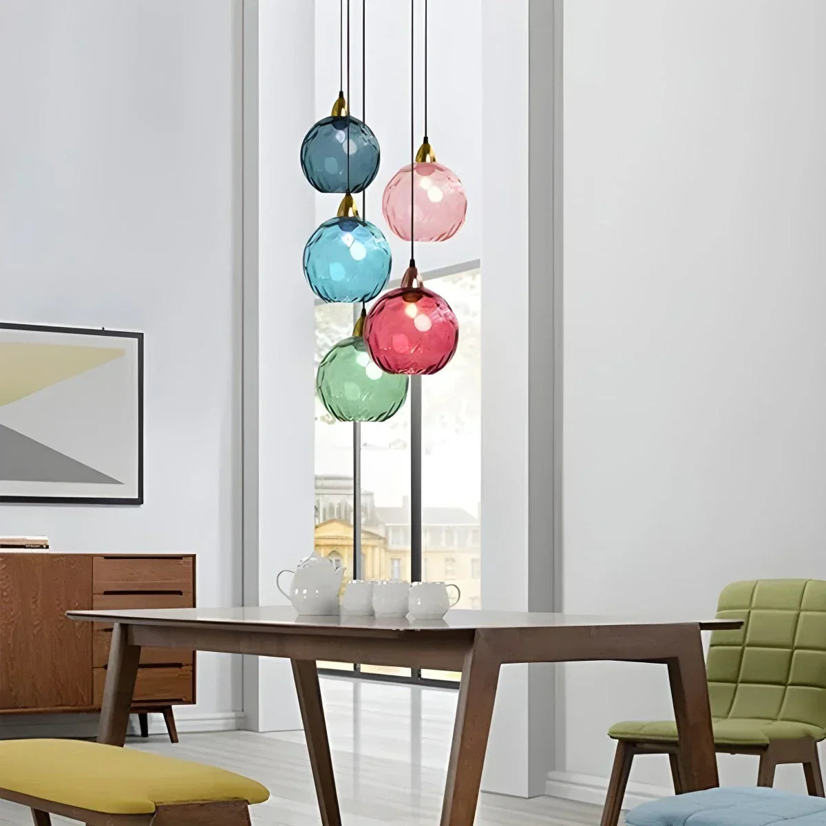 Smoked Glass Globe Pendant Light – Grey, E26, 20 cm, Mood Lighting for Dining Table, Living Room & Bedroom