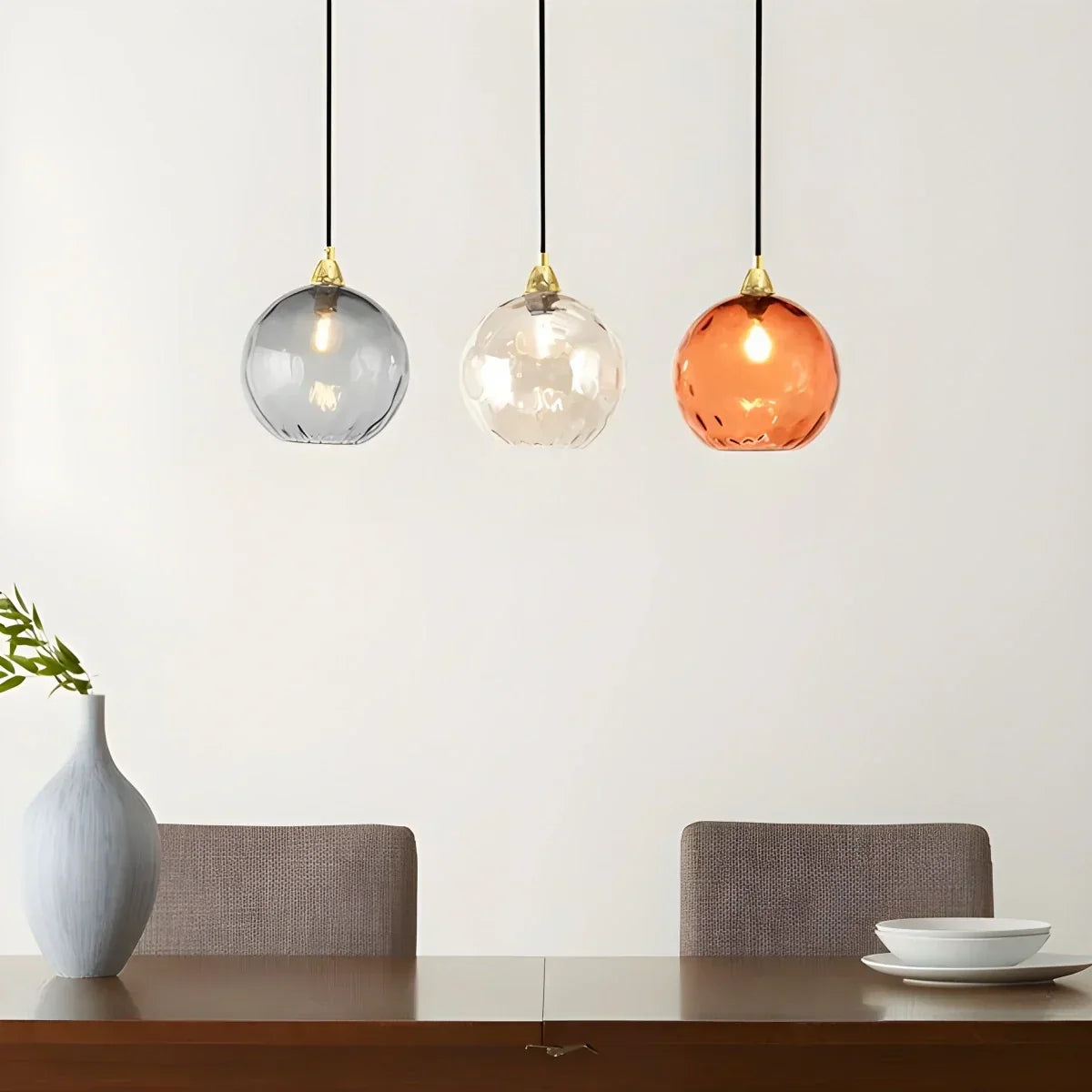 Smoked Glass Globe Pendant Light – Grey, E26, 20 cm, Mood Lighting for Dining Table, Living Room & Bedroom
