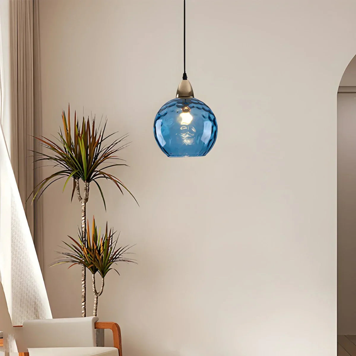 Smoked Glass Globe Pendant Light – Grey, E26, 20 cm, Mood Lighting for Dining Table, Living Room & Bedroom