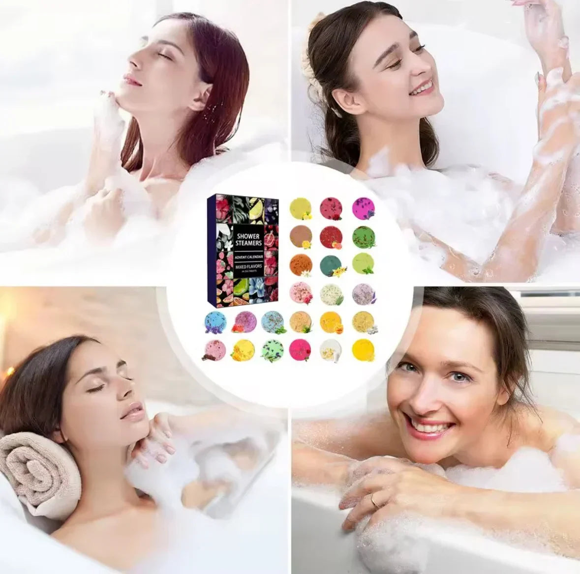 Bath Bomb Advent Calendar with 24 Bath Bombs or Shower Steamers 2026