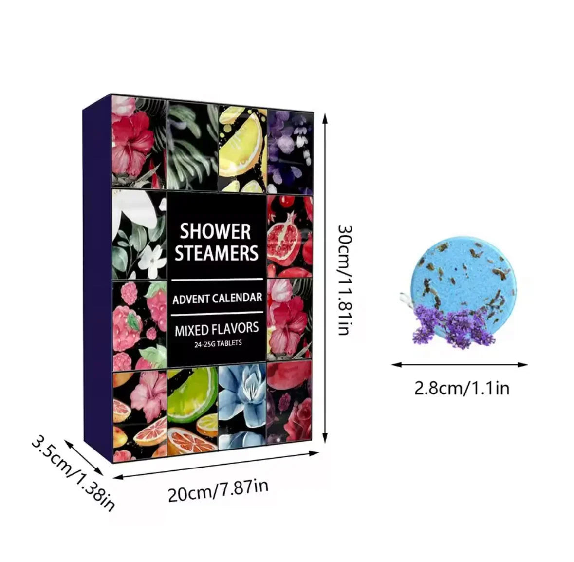 Bath Bomb Advent Calendar with 24 Bath Bombs or Shower Steamers 2026