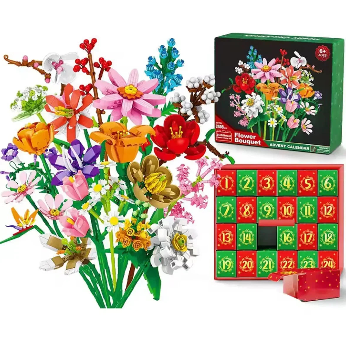 Building Block Flower Bouquet Advent Calendar with 24 Flower Kits 2026