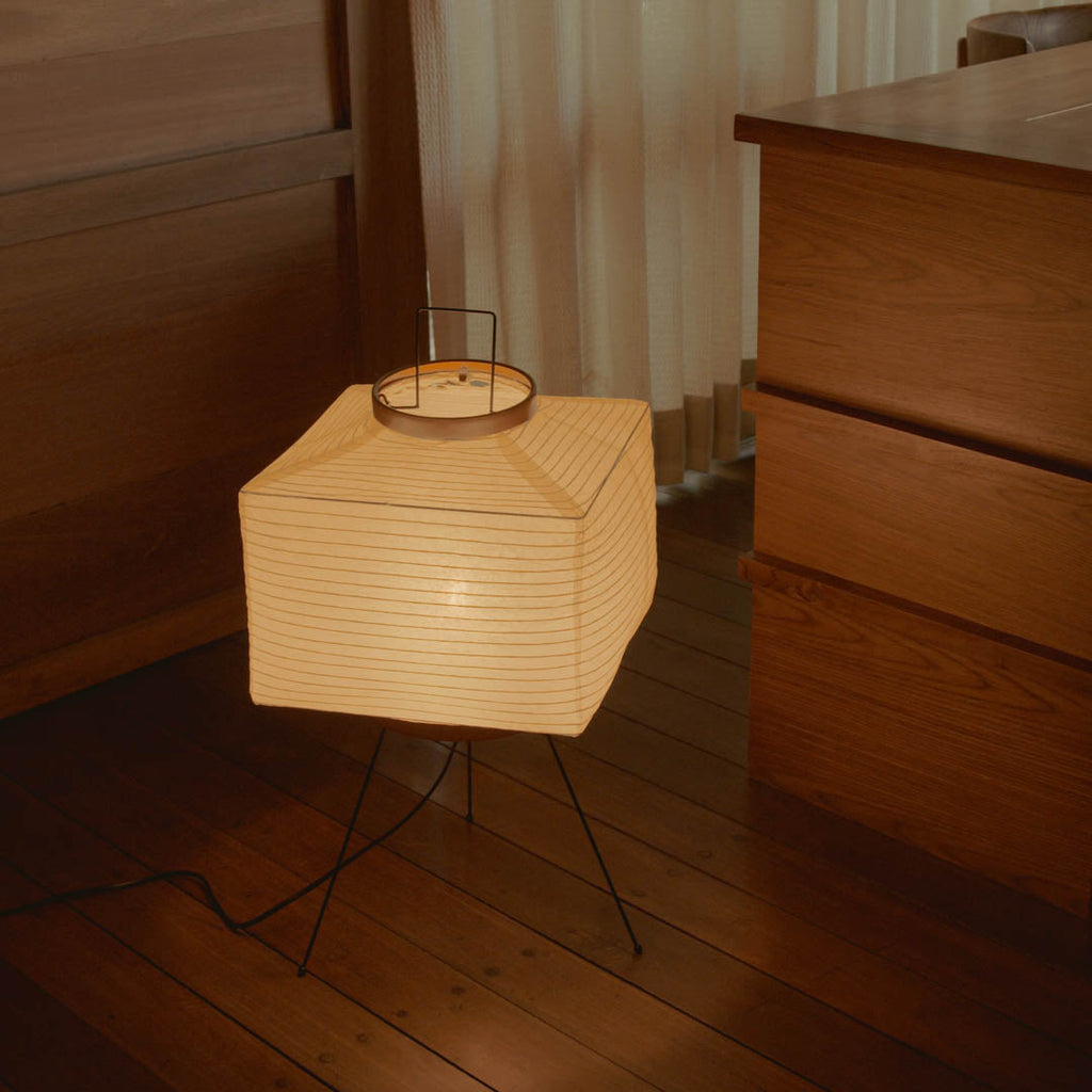 Akari Japanese Rice Paper Floor Lamp – Geometric Modern Design, White, 42 × 60 cm, Mood Lighting