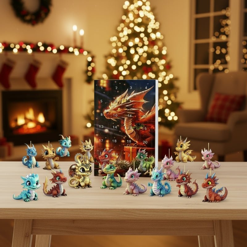 Dragon Pendant Advent Calendar with 24 Cartoon Dragon Charms 2026