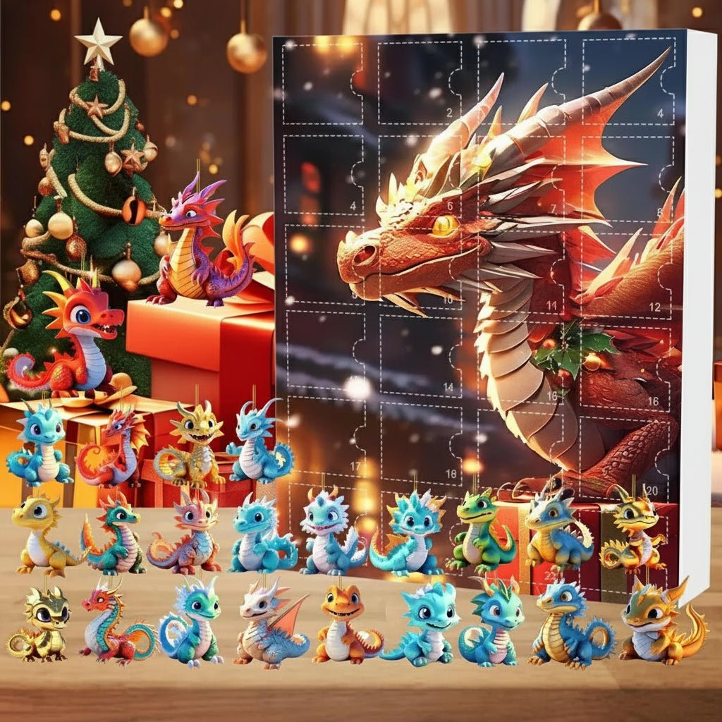 Dragon Pendant Advent Calendar with 24 Cartoon Dragon Charms 2026