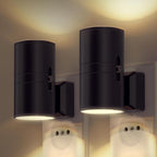 Dimmable Plug-in LED Wall Light with Night Light Function – Modern Black or White for Bedroom & Kids’ Room