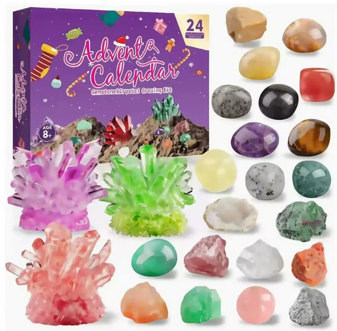 Mineral Advent Calendar with 24 Natural Stones for Collectors 2026