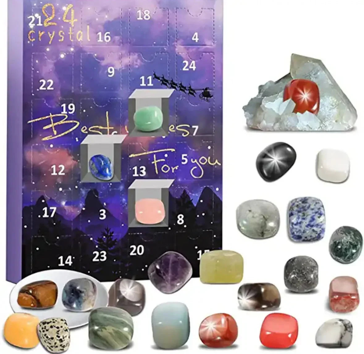 Mineral Advent Calendar with 24 Natural Stones for Collectors 2026