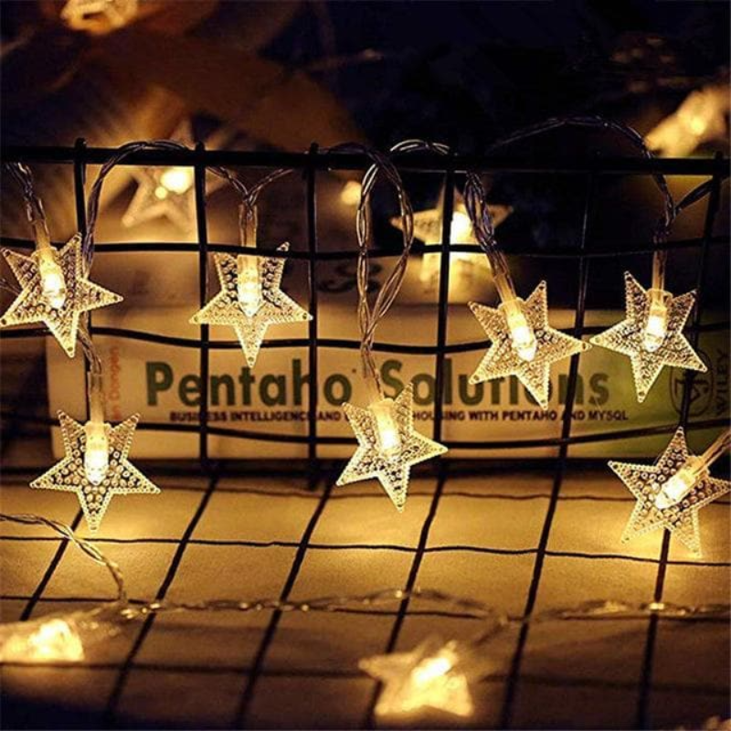 LED Fairy Lights – Warm White String Lights with Balls, Flowers, Stars or Snowflakes for Bedroom, Indoor & Outdoor