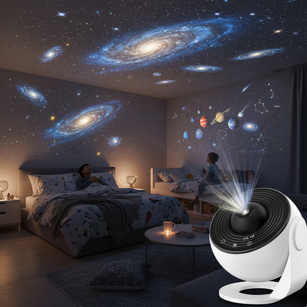 LED Star Projector with Interchangeable Sky Discs – Galaxy & Nebula Night Light for Ceiling, Wall & Bedroom