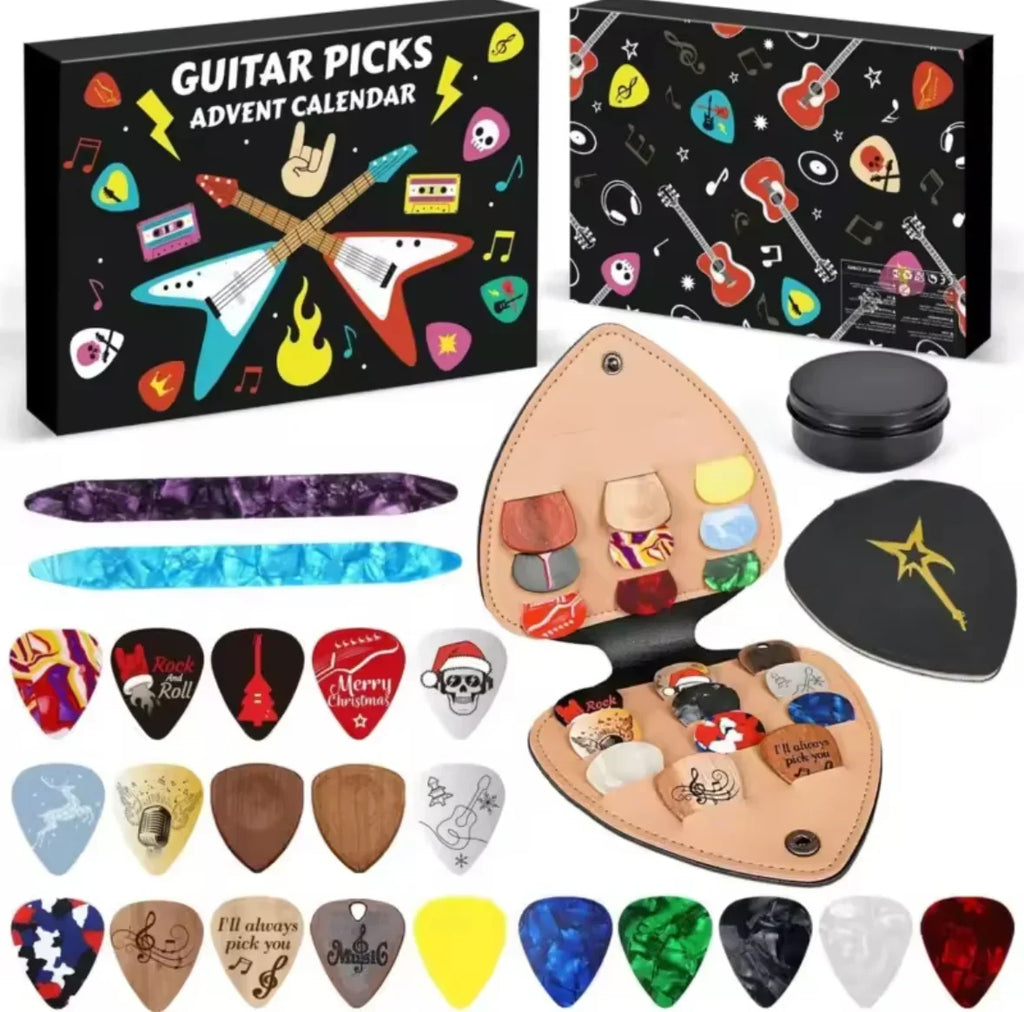 Guitar Pick Advent Calendar with 24 Plectrums and Storage Case 2026