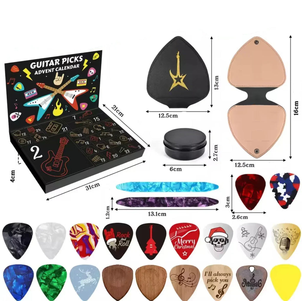 Guitar Pick Advent Calendar with 24 Plectrums and Storage Case 2026