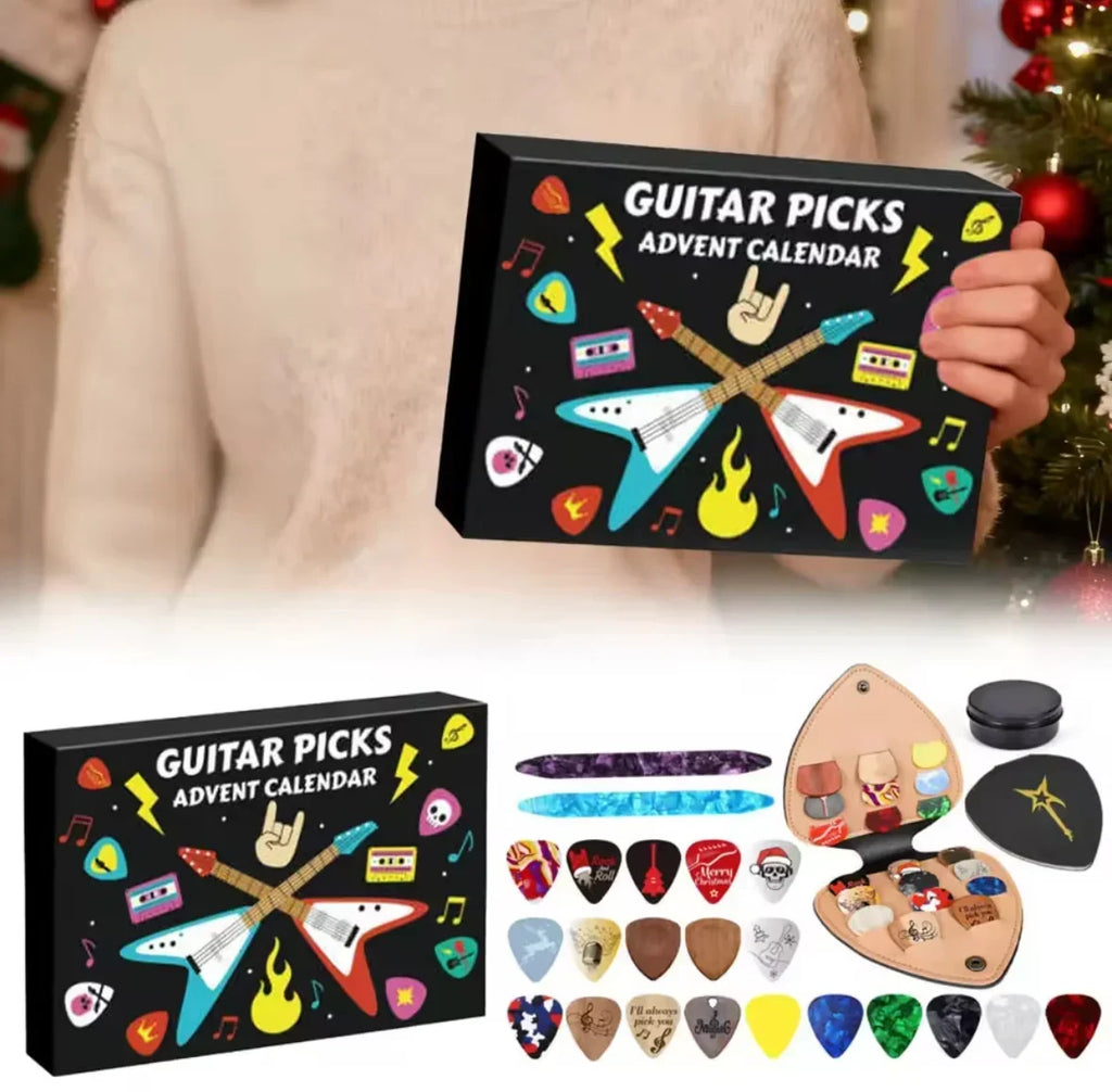 Guitar Pick Advent Calendar with 24 Plectrums and Storage Case 2026
