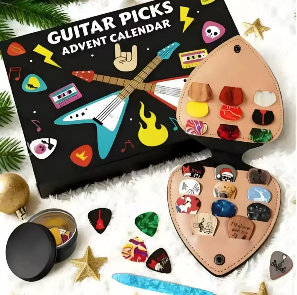 Guitar Pick Advent Calendar with 24 Plectrums and Storage Case 2026