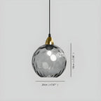 Smoked Glass Globe Pendant Light – Grey, E26, 20 cm, Mood Lighting for Dining Table, Living Room & Bedroom