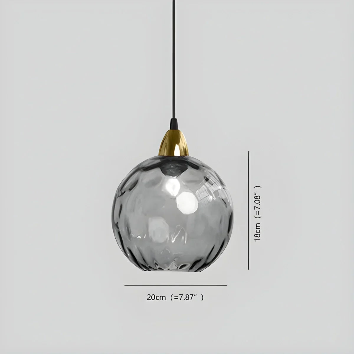 Smoked Glass Globe Pendant Light – Grey, E26, 20 cm, Mood Lighting for Dining Table, Living Room & Bedroom