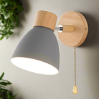 Scandinavian Wooden Wall Lamp with Warm Light & Pull-Cord Switch – for Calm Interiors