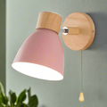 Scandinavian Wooden Wall Lamp with Warm Light & Pull-Cord Switch – for Calm Interiors