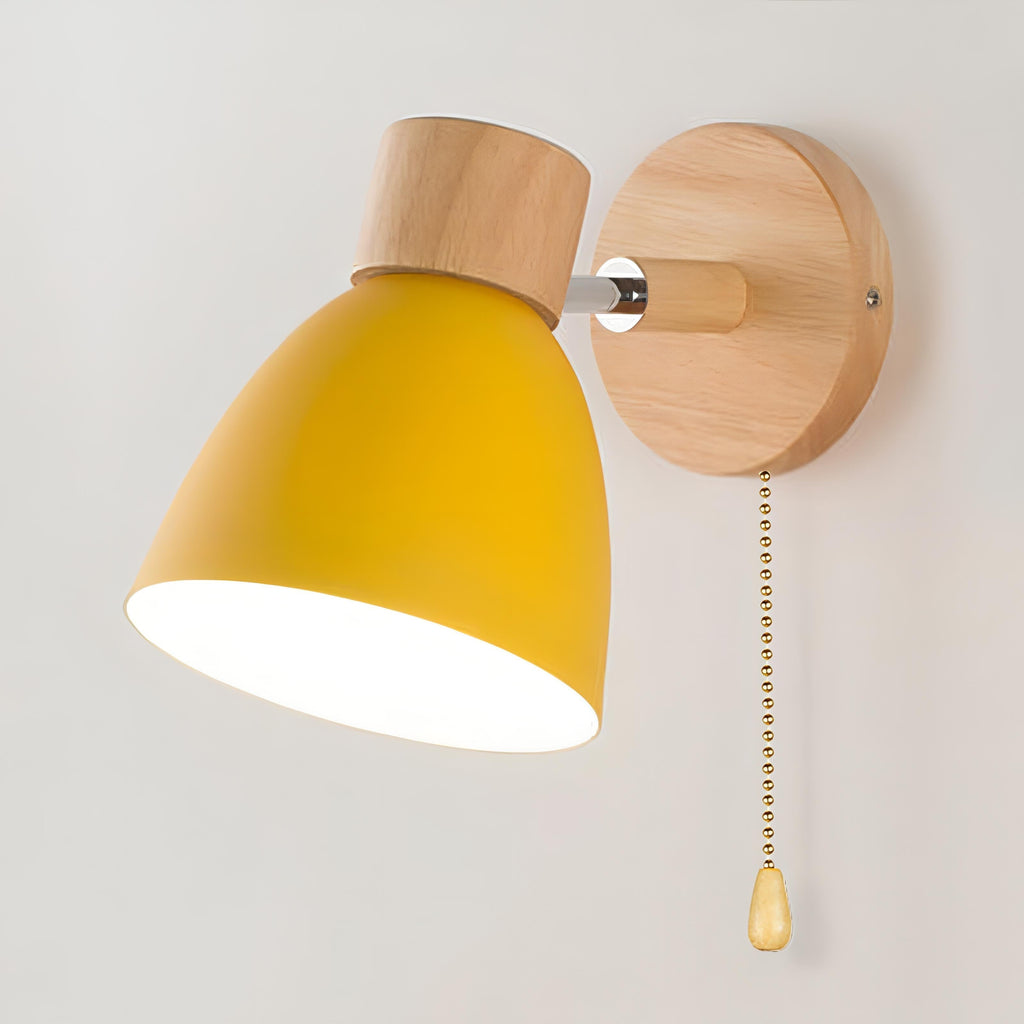 Scandinavian Wooden Wall Lamp with Warm Light & Pull-Cord Switch – for Calm Interiors