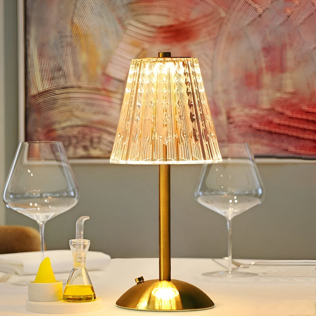 Cordless Vintage Table Lamp with Glass Shade – Rechargeable Mood Light for Living Room & Bedroom