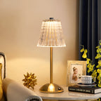 Cordless Vintage Table Lamp with Glass Shade – Rechargeable Mood Light for Living Room & Bedroom