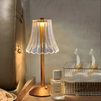 Cordless Vintage Table Lamp with Glass Shade – Rechargeable Mood Light for Living Room & Bedroom