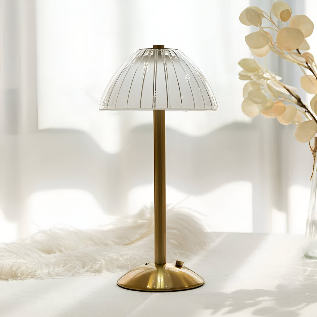 Cordless Vintage Table Lamp with Glass Shade – Rechargeable Mood Light for Living Room & Bedroom