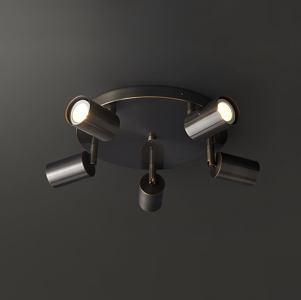 Industrial Metal Chandelier with Brass Finish – Ceiling Light, Pendant Light & Floor Lamp Style, 3 or 5 GU10 Lights