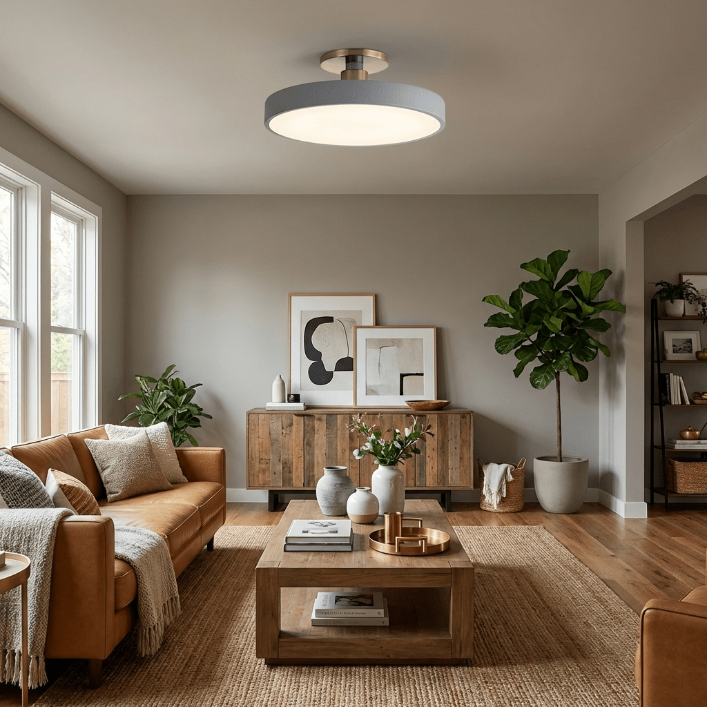 Isla Round Flush-Mount LED Ceiling Light – Black Metal with White Diffuser for Dining Rooms & Offices, Six Colours