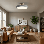 Isla Round Flush-Mount LED Ceiling Light – Black Metal with White Diffuser for Dining Rooms & Offices, Six Colours