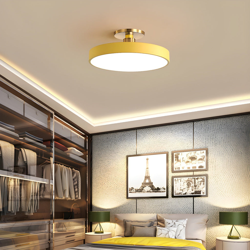 Isla Round Flush-Mount LED Ceiling Light – Black Metal with White Diffuser for Dining Rooms & Offices, Six Colours