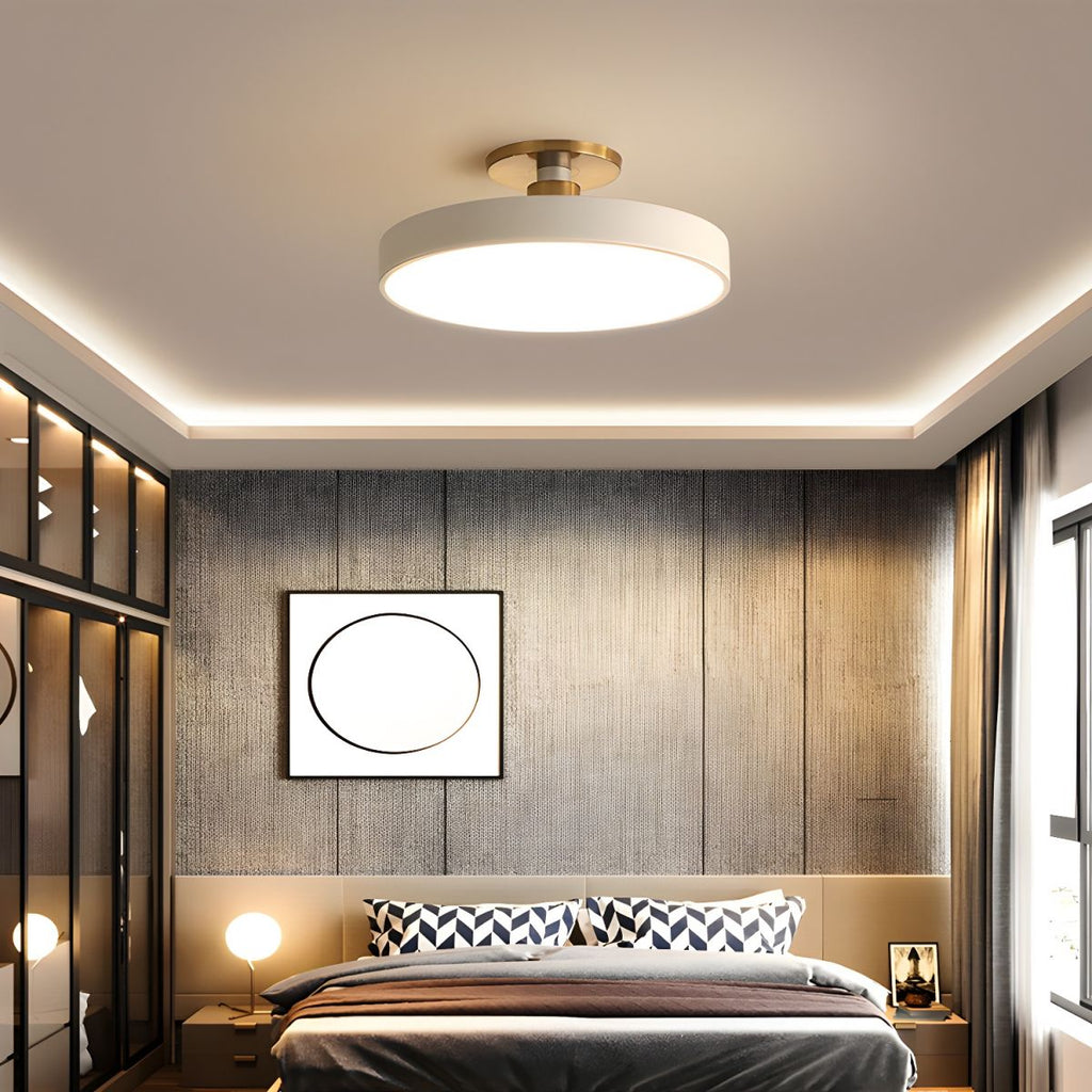 Isla Round Flush-Mount LED Ceiling Light – Black Metal with White Diffuser for Dining Rooms & Offices, Six Colours