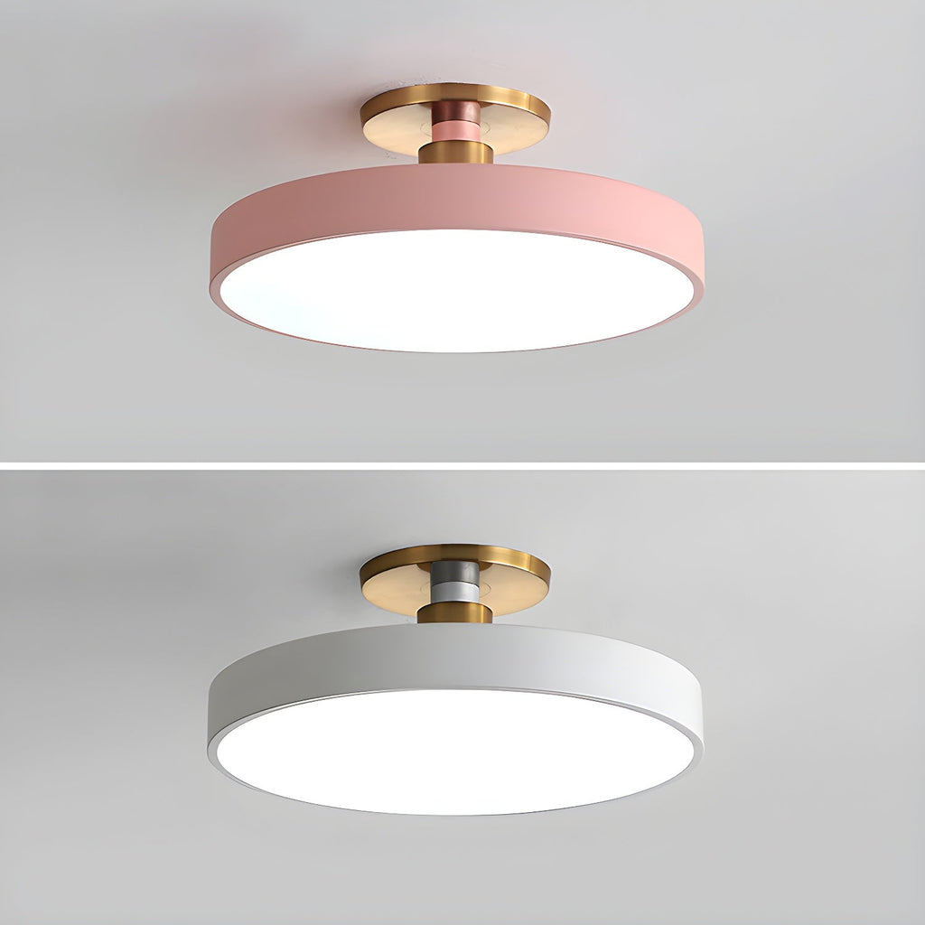 Isla Round Flush-Mount LED Ceiling Light – Black Metal with White Diffuser for Dining Rooms & Offices, Six Colours