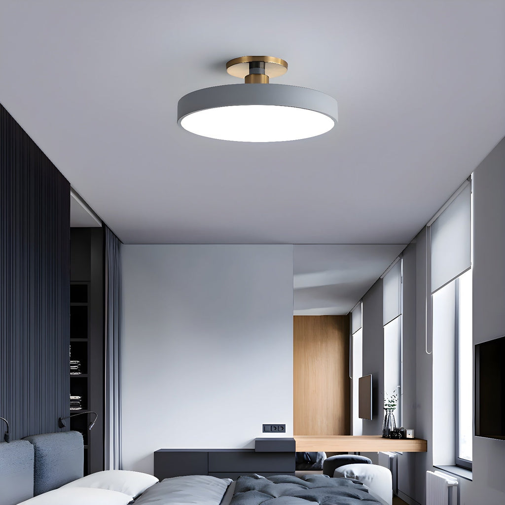 Isla Round Flush-Mount LED Ceiling Light – Black Metal with White Diffuser for Dining Rooms & Offices, Six Colours