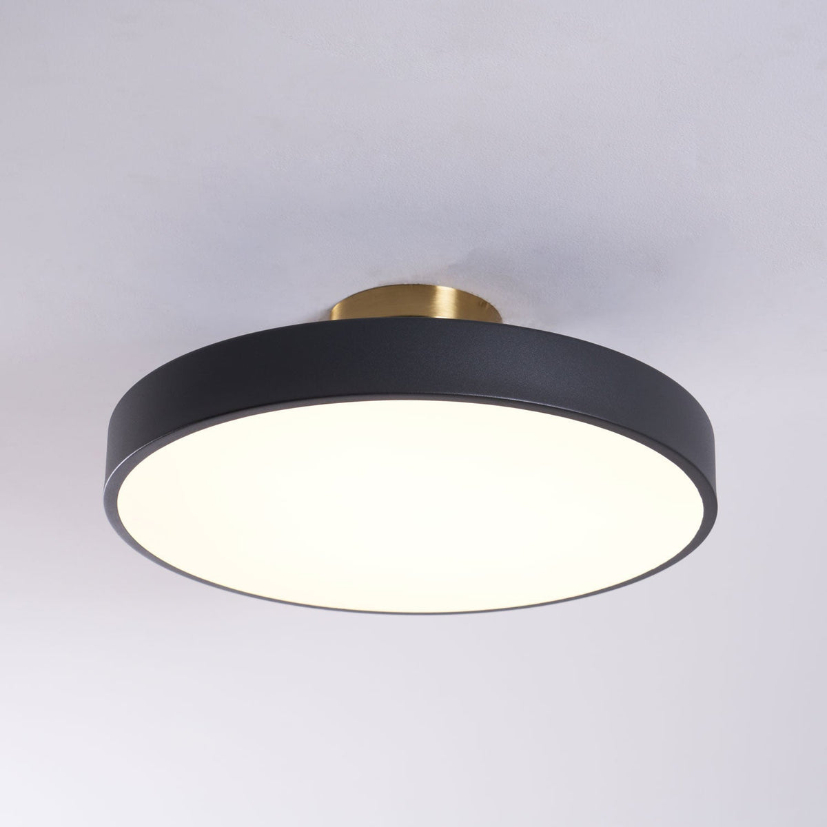 Isla Round Flush-Mount LED Ceiling Light – Black Metal with White Diffuser for Dining Rooms & Offices, Six Colours