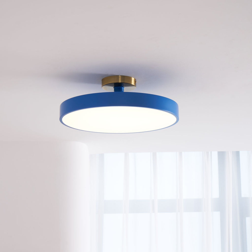 Isla Round Flush-Mount LED Ceiling Light – Black Metal with White Diffuser for Dining Rooms & Offices, Six Colours