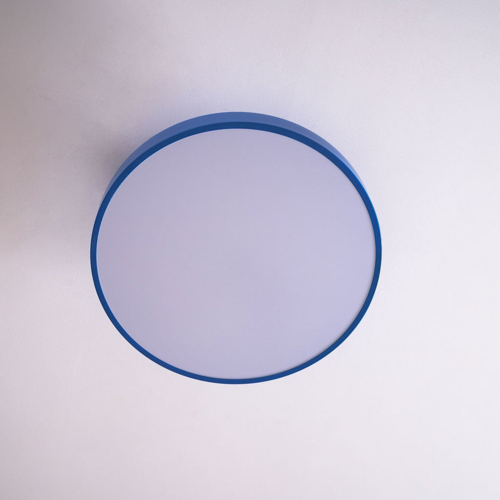 Isla Round Flush-Mount LED Ceiling Light – Black Metal with White Diffuser for Dining Rooms & Offices, Six Colours