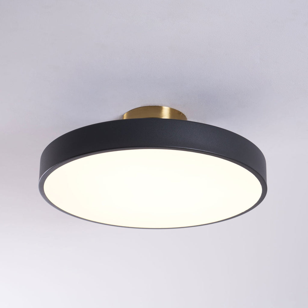 Isla Round Flush-Mount LED Ceiling Light – Black Metal with White Diffuser for Dining Rooms & Offices, Six Colours