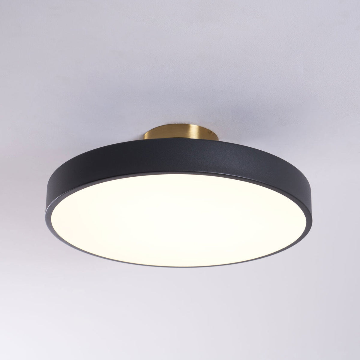 Isla Round Flush-Mount LED Ceiling Light – Black Metal with White Diffuser for Dining Rooms & Offices, Six Colours