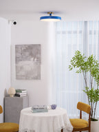 Isla Round Flush-Mount LED Ceiling Light – Black Metal with White Diffuser for Dining Rooms & Offices, Six Colours