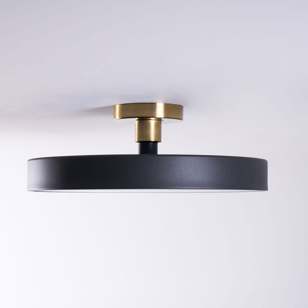 Isla Round Flush-Mount LED Ceiling Light – Black Metal with White Diffuser for Dining Rooms & Offices, Six Colours