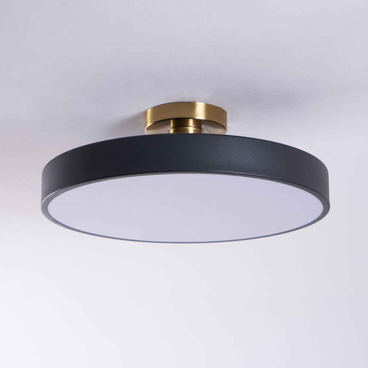 Isla Round Flush-Mount LED Ceiling Light – Black Metal with White Diffuser for Dining Rooms & Offices, Six Colours